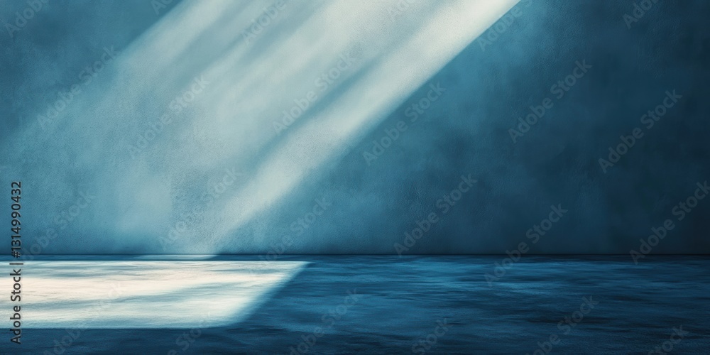 Poster sunbeams filtering through a spacious room, enhancing the serene, minimalist atmosphere with gentle 