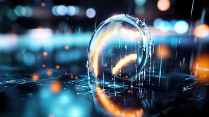 Dynamic digital currency visualization urban cityscape abstract art night setting futuristic perspective technology concept