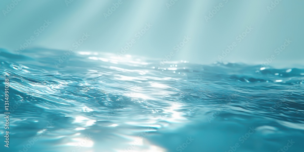Aufkleber sunlight gently filters through a serene blue water surface, creating soft shadows and highlights, e