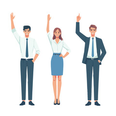 vector of businessmen standing and jumping sign of success