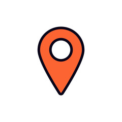 The image shows an orange location pin symbol used in digital maps to indicate specific spots.