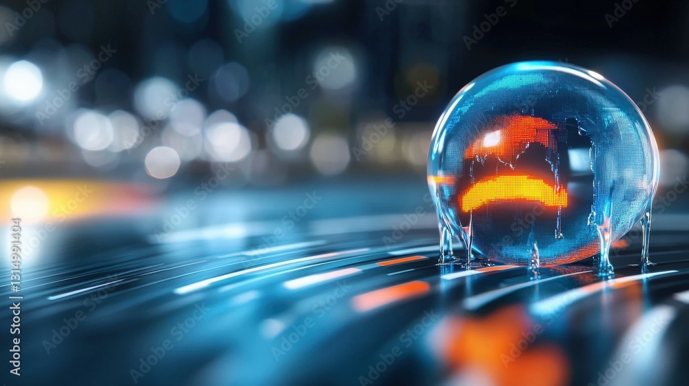 Poster dynamic global reflection urban environment digital art futuristic close-up view technology concept 