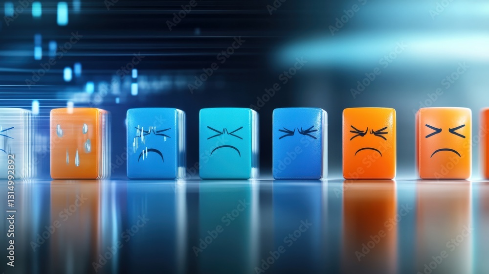Poster emotional expressions of colorful cubes digital studio abstract art modern environment close-up view