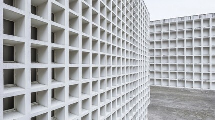 Abstract White Cubic Architectural Structure Pattern
