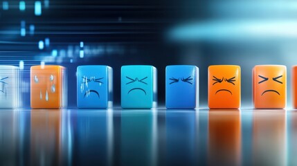 Emotional expressions of colorful cubes digital studio abstract art modern environment close-up view conceptual representation