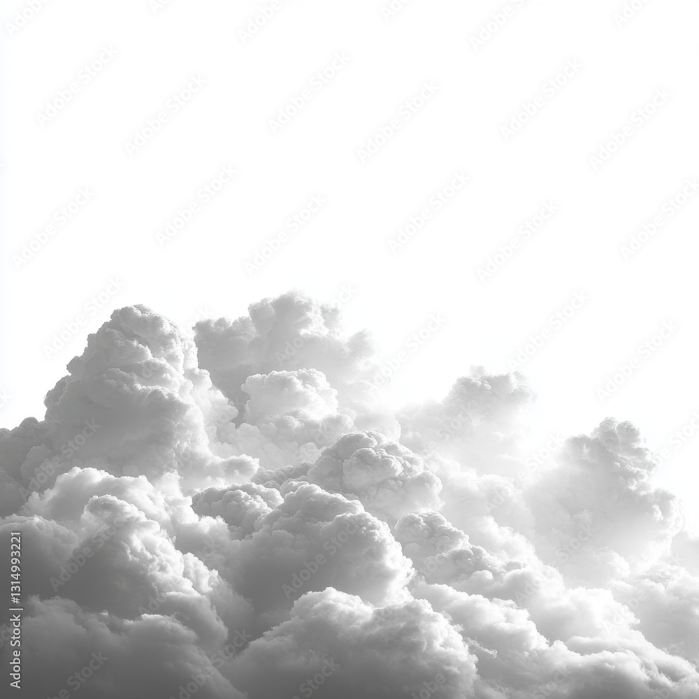 Aufkleber ethereal cloudscape in monochrome showcasing a captivating sky with dramatic fluffy clouds and soft 