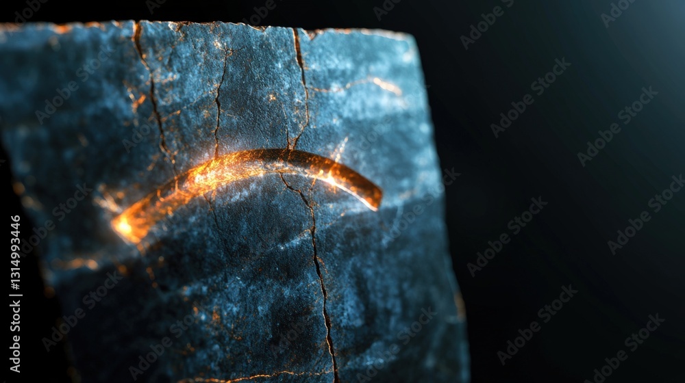 Poster illuminated cracked stone surface abstract art digital creation dark environment close-up view conce
