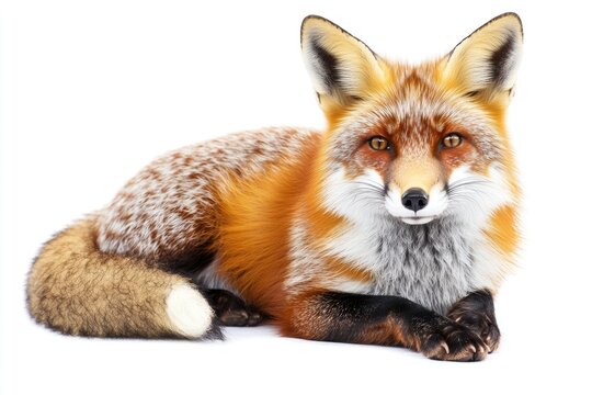 Lateral View of a Striking Rotfuchs in White Background - Majestic Red Fox, Animal Kingdom Icon