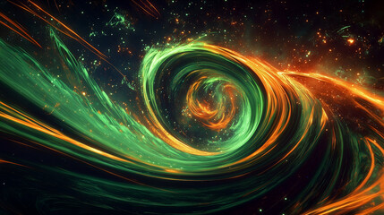 Obraz premium Abstract Colorful Swirling Wave in Space – Dynamic Digital Artwork