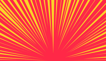 Pop art radial burst with vintage comic style. Bold stripes and halftone textures create classic superhero explosion effect. Great for posters, banners and retro designs.