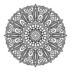 Decorative mandala for Mehndi, wedding, tattoo. Hand drawn pattern. Coloring book page.