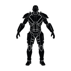 Advanced exoskeleton suit in action flat vector on white background