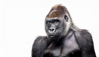 Fototapeta premium young silverback gorilla in front of a white background