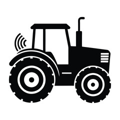 AI controlled farming tractor flat vector with white background