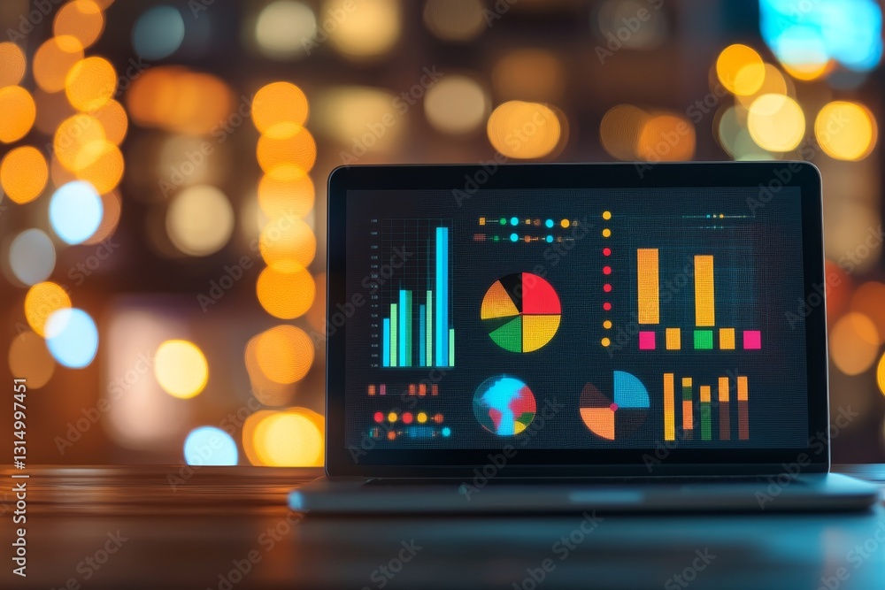 Aufkleber insights from colorful data visualizations on laptop screen