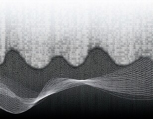 binary code gradient wave on white ones and zeros in halftone gradation texture digital system language computer encoding abstract background