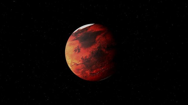 3d Mars planet rotating