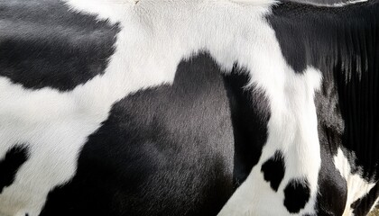 black and white cow skin pattern top view close up