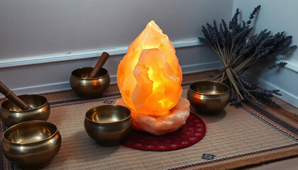 Lotus Salt Lamp Mockup for Wellness Spaces
