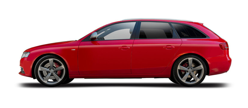 Audi S4 Avant estate side view isolated transparent background. PNG