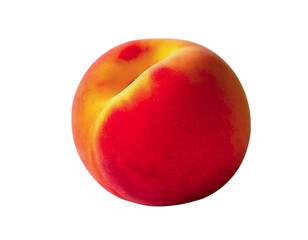 Vibrant, ripe peach isolated on a clean white background.  Perfect for food blogs, health websites, or summerthemed projects. This image evokes freshness and natural beauty.