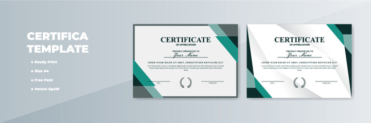 Obraz premium Modern certificate template design, A4 size, geometric background, ready to print