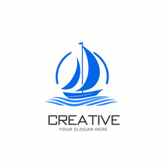 Yacht Vector Logo Design. Sailing Boat Logo Design