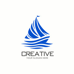 Sailing Boat Logo Design. Yacht Logo Design