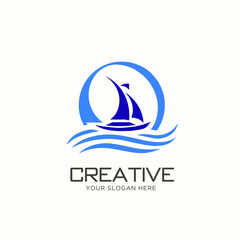 Fototapeta premium Yacht Vector Logo Design. Sailing Boat Logo Design