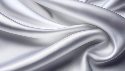 closeup of rippled white silk satin fabric texture background