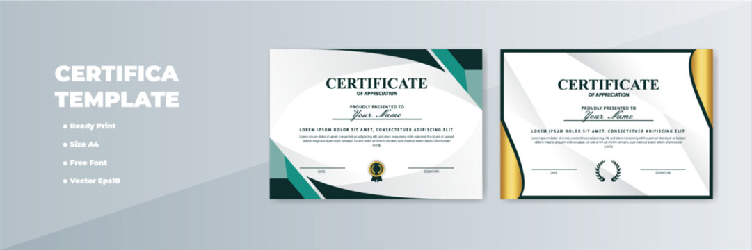 Modern certificate template design, gray background, ready print