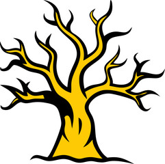 A leafless tree silhouette in detailed vector art, ideal for winter and dead tree designs. This illustration captures the essence of naked trees. Eps file 