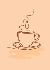 Coffee cup line art suitable for printing wall art