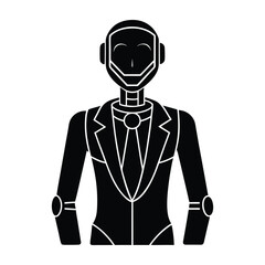 AI powered humanoid assistant flat vector with white background