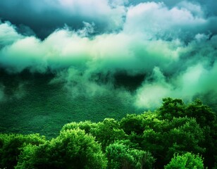 background green clouds green fog
