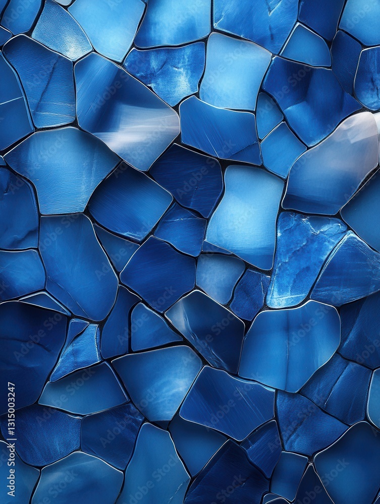 Poster captivating mosaic of azure stone fragments creating a mesmerizing abstract pattern with a cool and 