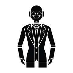 AI powered humanoid scientist flat vector with white background
