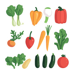 2D flat vector illustration Fresh vegetables in spring icon isolated on a white background.


