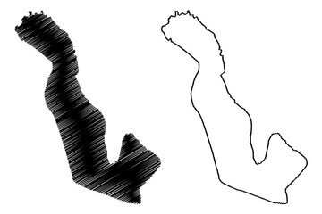 Vidoy island (Kingdom of Denmark, Faroe Islands) map vector illustration, scribble sketch Videro map