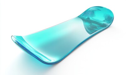 Transparent blue snowboard on white background, perfect for winter sports ads
