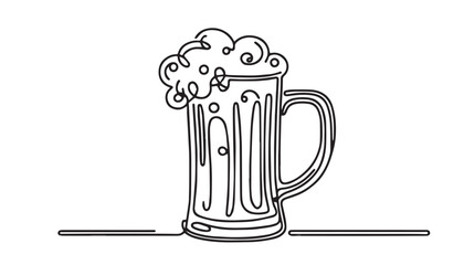 Continuous one single minimal line drawing beer