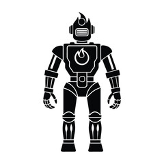AI powered robotic firefighter flat vector on white background