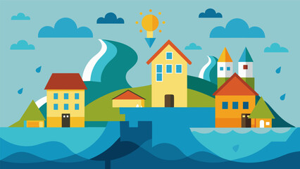 Sophisticated datadriven models project the potential impact of rising sea levels on coastal communities enabling proactive measures to be taken in atrisk areas.. Vector illustration