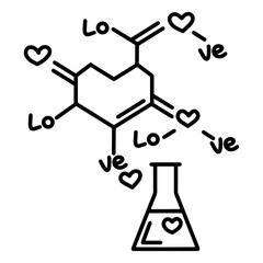 Chemical formula forming a heart shape, with 