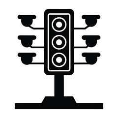 AI powered smart traffic light flat vector on white background
