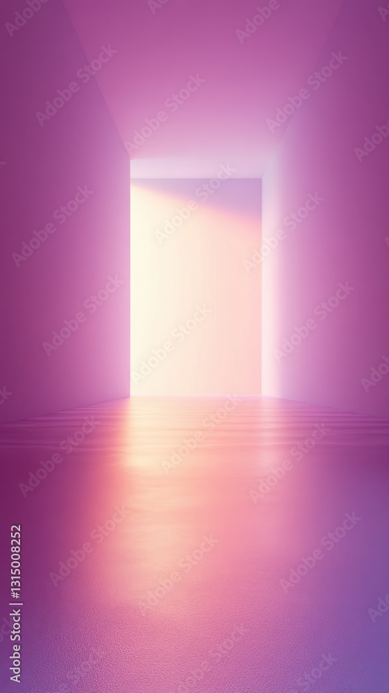 Aufkleber minimalist empty background pink interior bathing in rectangular light, creating soft, ethereal ambi