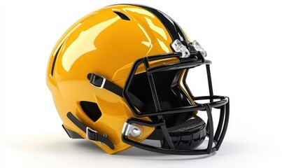 Fototapeta premium Yellow and black football helmet isolated on white for sports ads