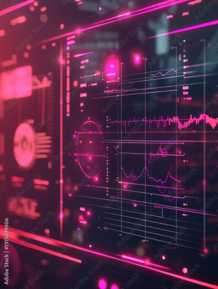 Fototapete health data dashboard displaying detailed graphs and readings set against a hospital environment for