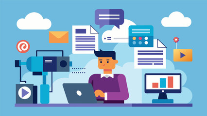 The marriage of data and journalism through automated systems has created a more efficient and streamlined process for news production.. Vector illustration