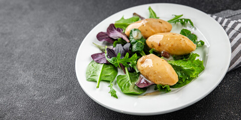 Quenelle meat forest sauce fresh tasty food dish delicious gourmet food background on the table rustic food top view copy space keto and paleo diet